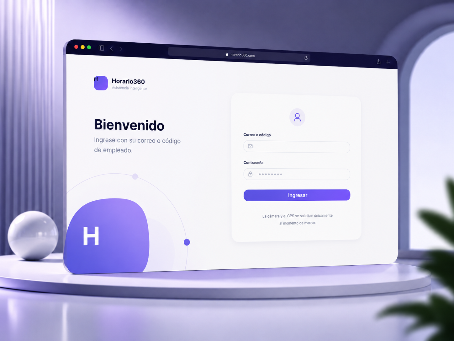 Mockup del sistema Horario360