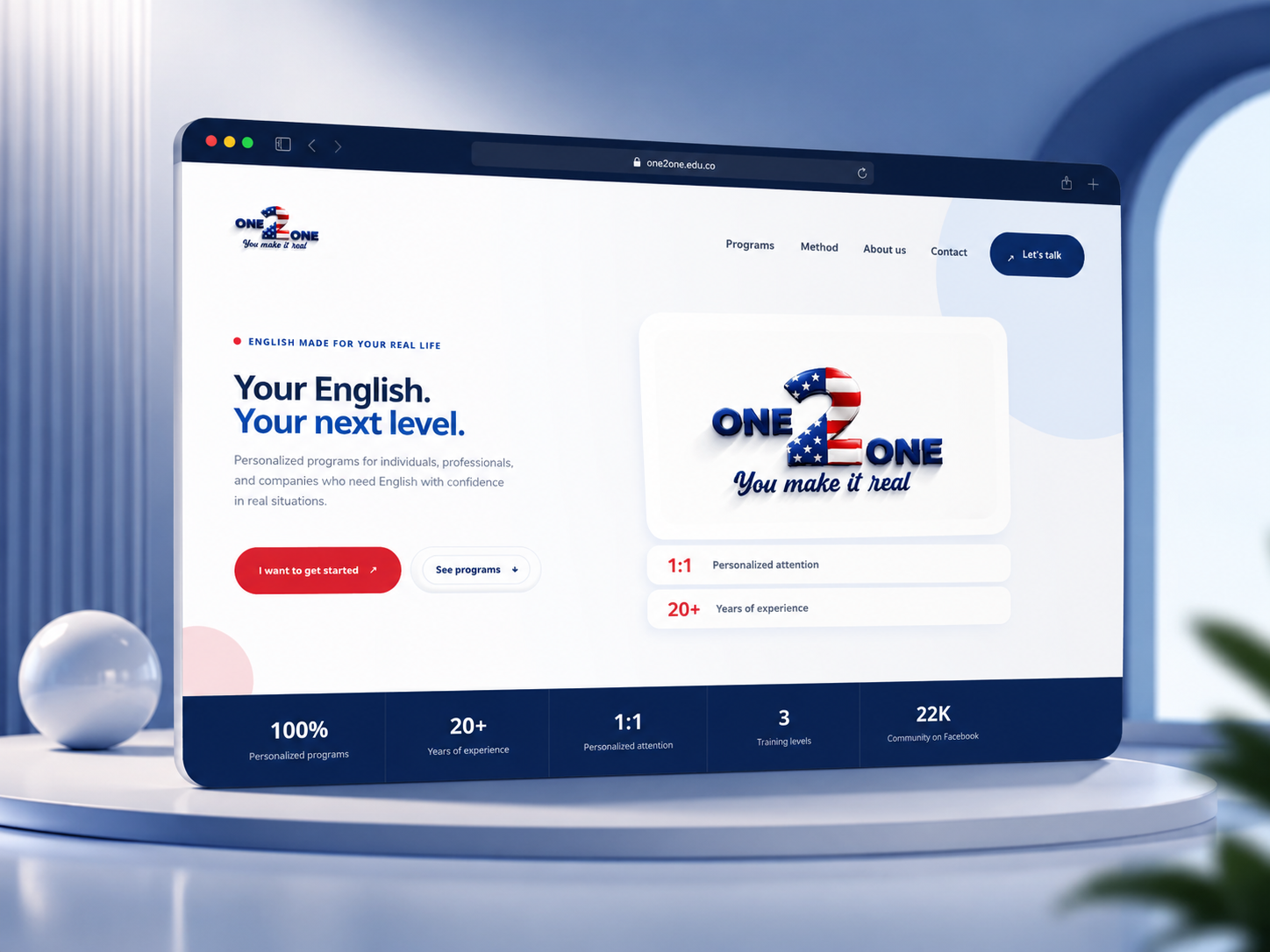 Mockup del sitio web One2One